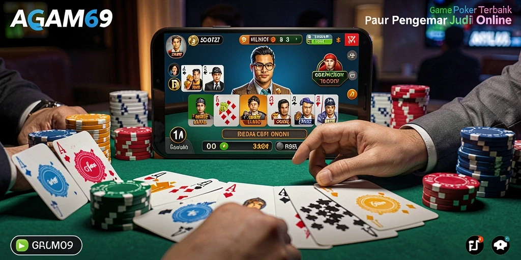 Tampilan gameplay AGAM69 yang menampilkan momen seru di permainan Poker.
