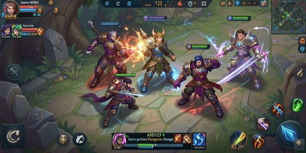 Tampilan gameplay seru dari ASD123 dengan pertarungan intens.