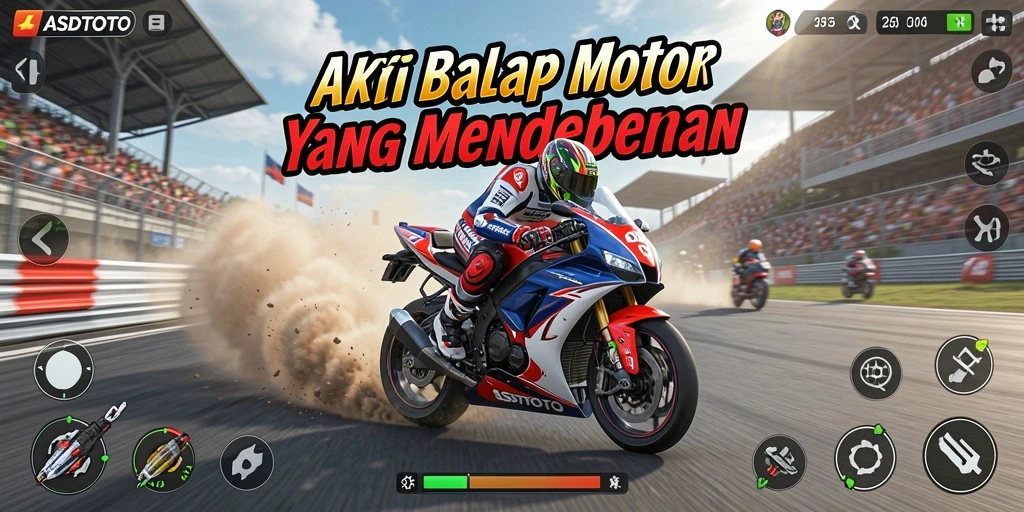 Tampilan gameplay ASDTOTO dengan aksi balap motor yang mendebarkan.