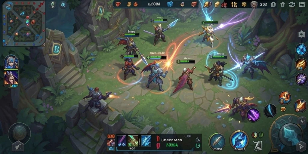 Tampilan gameplay D200M yang menarik dalam pertempuran MOBA.