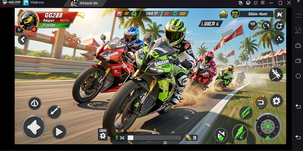 Gameplay balapan motor memukau penuh aksi.