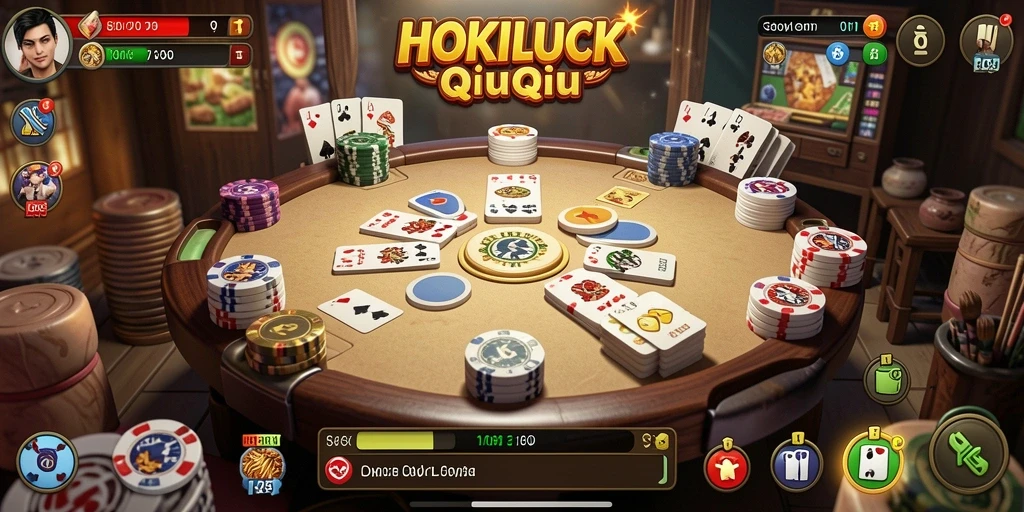 Tampilan seru gameplay HOKILUCK dalam permainan QiuQiu.