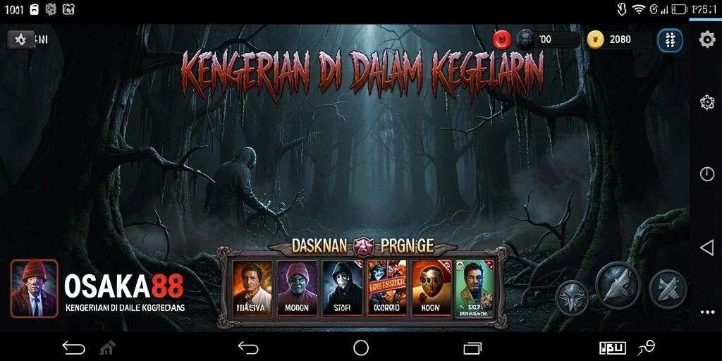 Tampilan gameplay mencekam di dalam OSAKA88 dengan atmosfer horror.
