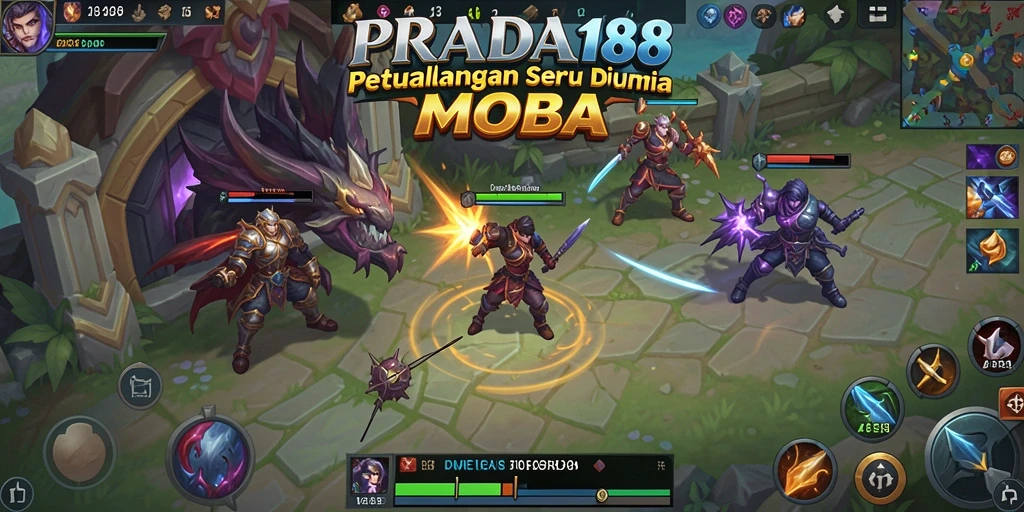 Screenshot PRADA188 menampilkan aksi seru dalam pertempuran MOBA.