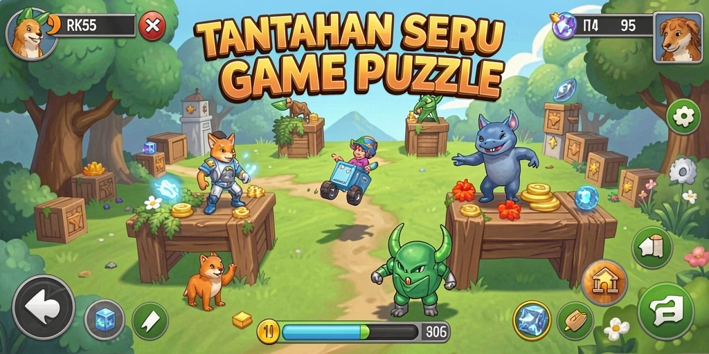 Tampilan permainan RK55 menantang dengan berbagai level puzzle yang menarik.