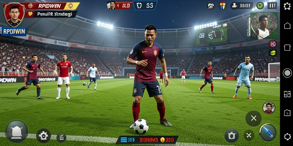 Screenshot RPIDWIN menampilkan aksi mendebarkan permainan sepak bola.