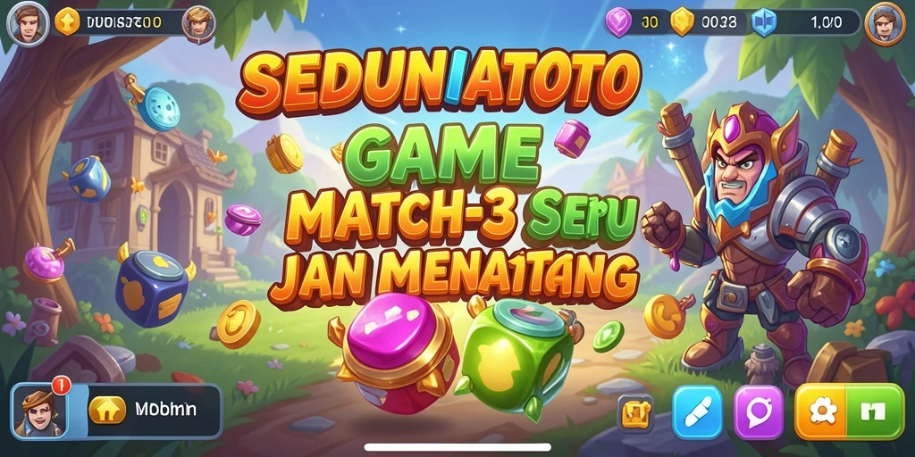 Tampilan gameplay seru SEDUNIATOTO dengan tantangan Match-3.