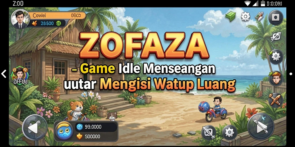 Tampilan gameplay ZOFAZA yang menarik dan penuh warna.